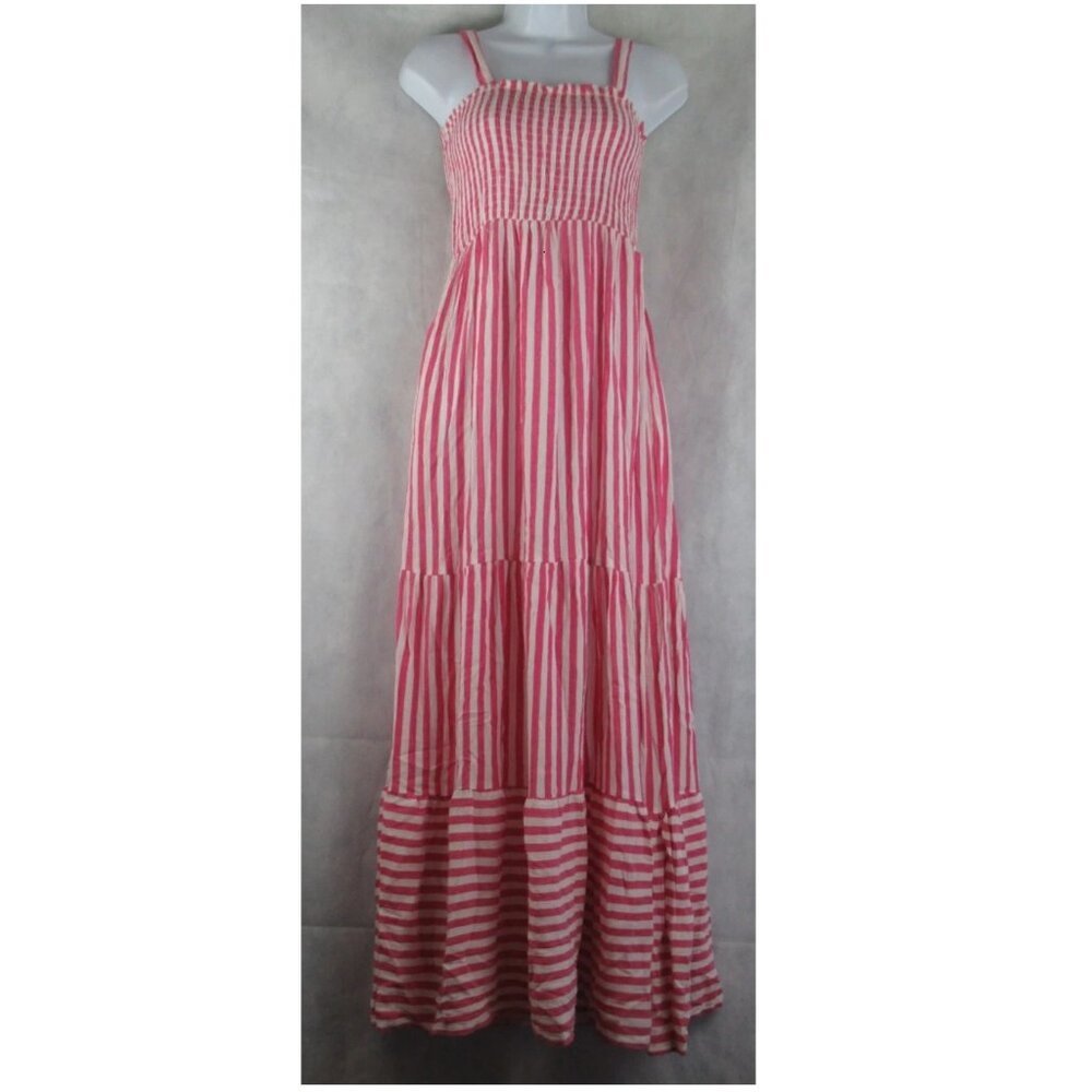 Raviya Women's 100% Rayon Maxi Dress Swim Cover-Up, Pink White Stripe